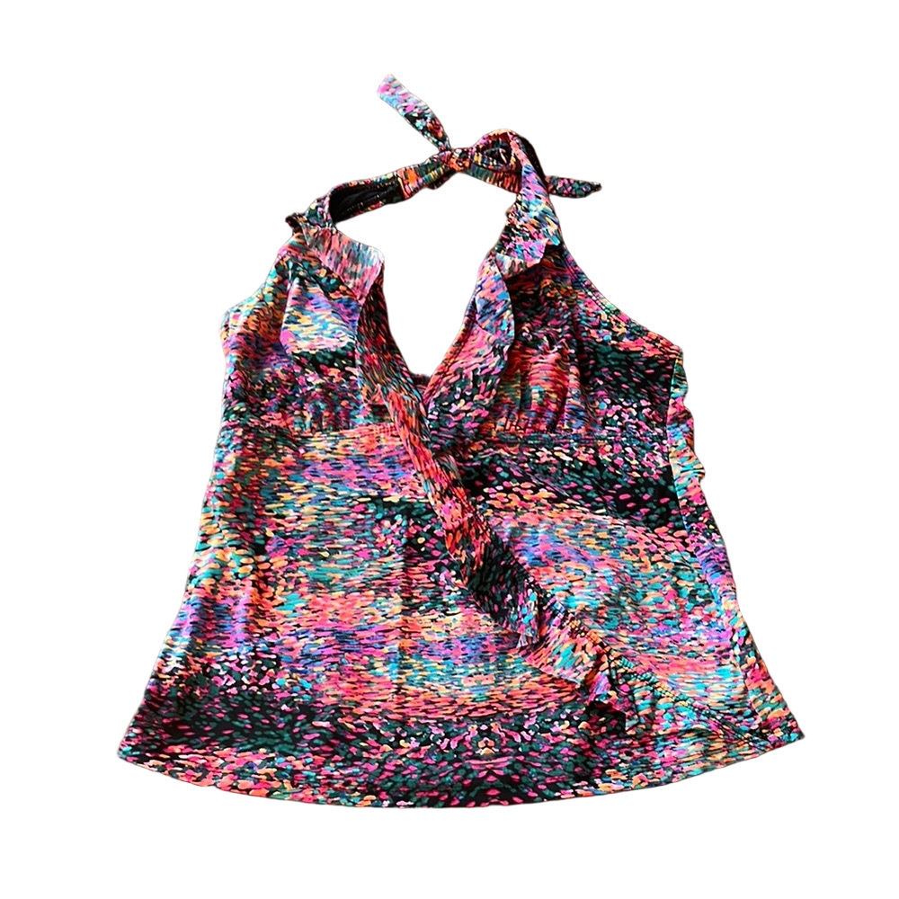 NWOT Assets Colorful Halter Swim Top - Size Large